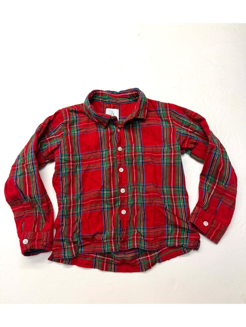 Maddie & Connor Red Plaid Cotton Button-Up Shirt Size 7 Holiday Christmas
